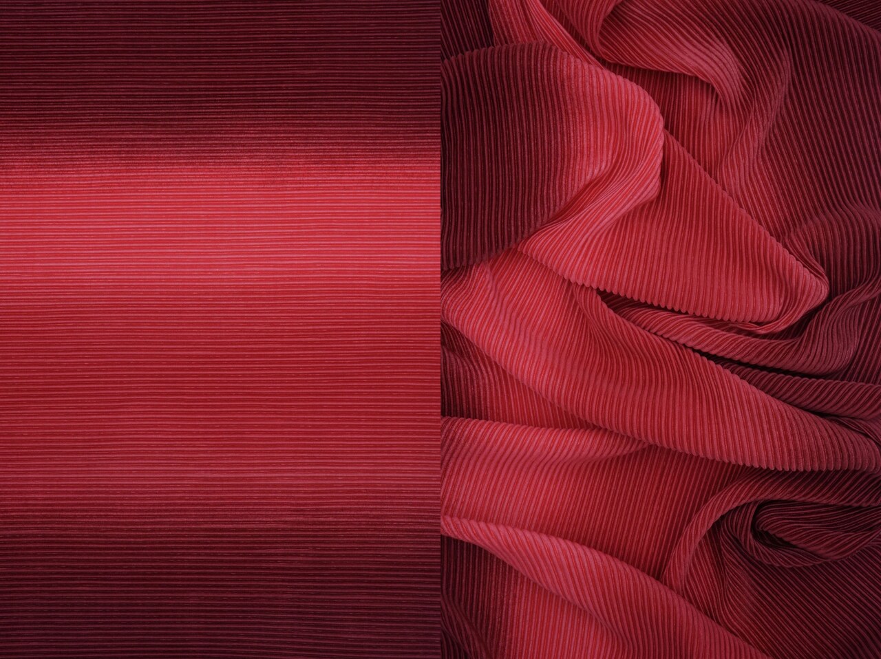 1 Yard Pleated Ombre Print Bodre Interlock Fabric 150 GSM 100% Polyester 58/59" Width